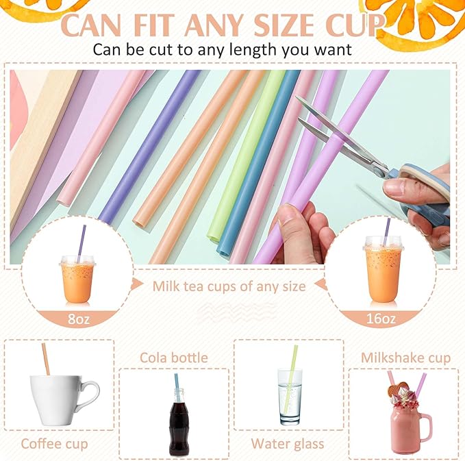 Tessco for you 600 Pcs 9.84 Inch Smoothie Straws Bulk Disposable Bubble Tea Straws Large Plastic Individually Wrapped Colorful for Tall Homemade Milkshakes (Morandi Color)