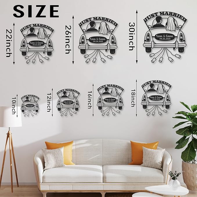 Personalized Anniversary Wedding Gifts for Couples, Custom Metal Sign with Couples Name and Date, Last Name Sign, Metal Art Wall Decor, Home Decor, Engagement Bridal Shower Gifts Color08