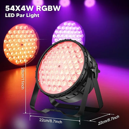 Big Dipper LED Stage Lights Par Lights 54X4W RGBW 4in1 Bright Lighting with High CRI Master-Slave DMX 512 Sound Activated Uplights for Event Concert Club Church 4 Pack