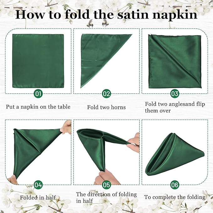 Bailarina 120 Pack Hunter Satin Napkins,17x17 Inches Wedding Napkins Square Soft Silky Table Napkins Bulk Decorative Elegant Cloth Napkin for Party Decoration, Banquet,Wedding,Graduation