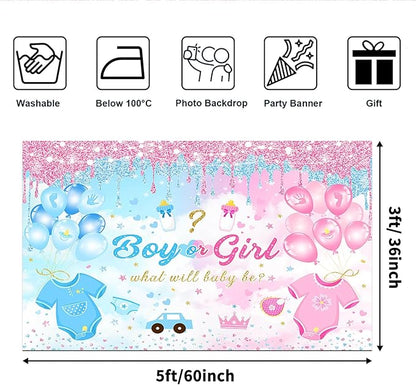 Avezano Boy or Girl Gender Reveal Party Decoration Pink Blue Balloon Background for Baby Shower Banner Supplies (5x3ft)
