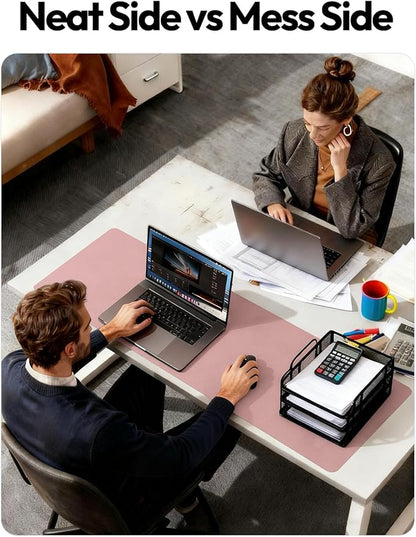 YSAGi Leather Desk Protector, Office Mat, Large Mouse Mat, Non-Slip PU Leather Blotter, Laptop Pad, Waterproof Writing Pad for Office and Home (Pale Mauve, 47" x 17")