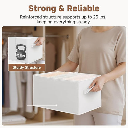 StorageWorks Collapsible Shelf Baskets, Storage Bins for Clothes, Closet Organization and Storage, White, 3-Pack, Large