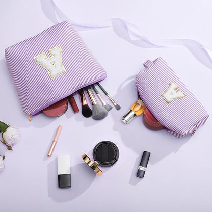 YOOLIFE Bridesmaid Gifts for Wedding Day, Bridesmaid Gifts | Bridesmaid Proposal Gifts Unique Gifts | Preppy Makeup Bag 30th Birthday Gifts for Her | Makeup Organizer Bag Preppy Stuff C- Purple