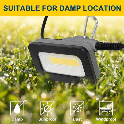 GT-Lite 50FT LED Work Light 50W 5000 Lumen Damp Rated Construction String Lights Linkable for Jobsite Lighting, 5000k Daylight White, ETL Listed (5 Light Heads)