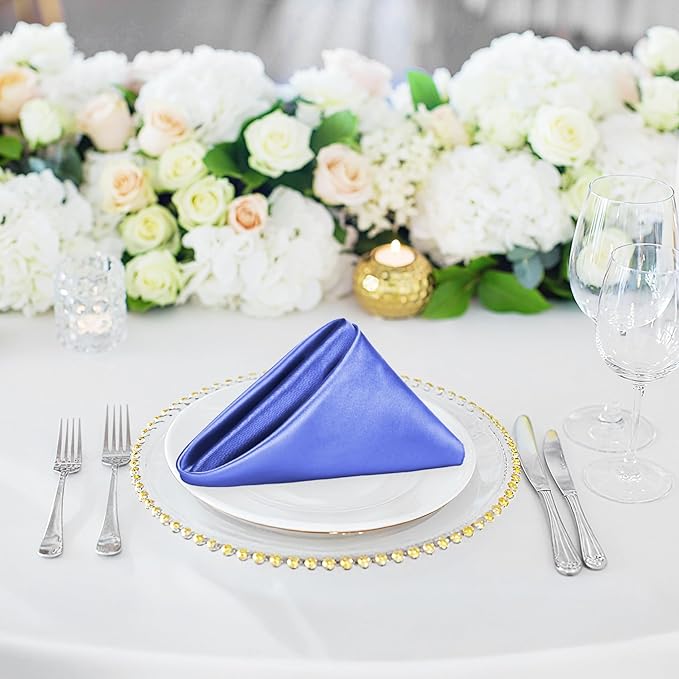 Bailarina 40 Pack Royal Blue Satin Napkins,17x17 Inches Wedding Napkins Square Soft Silky Table Napkins Bulk Decorative Elegant Cloth Napkin for Party Decoration, Banquet,Wedding,Graduation