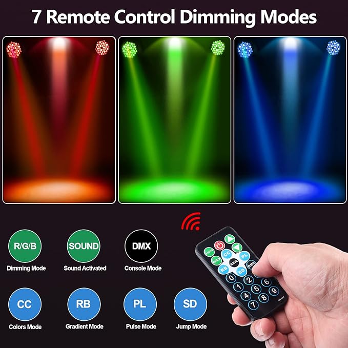 36 LED Par Lights, RGB Par Can Light Stage Lights, 10 Modes DJ Lights Stage Lighting Uplights with Sound Activated Remote Control & DMX Uplights for Events Wedding Party