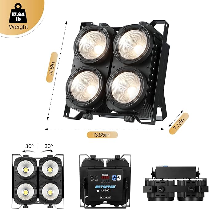 Betopper 4x100w Blinder Stage Spotlight,Cob Led DMX Satge Lights,4 Eye Matrix Par Lights'for Stage Lighting,Cold White+Amber Color Party Lighting'Dj Disco Light for Wedding Photostudio Theater