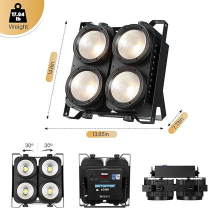 Betopper 4x100w Blinder Stage Spotlight,Cob Led DMX Satge Lights,4 Eye Matrix Par Lights'for Stage Lighting,Cold White+Amber Color Party Lighting'Dj Disco Light for Wedding Photostudio Theater
