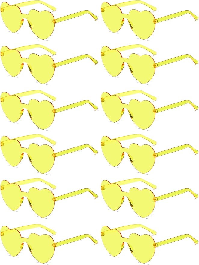 12/20/24 Pairs Heart Sunglasses for Women Men, Trendy Heart Shaped Rimless Transparent Sunglasses, Bachelorette Party