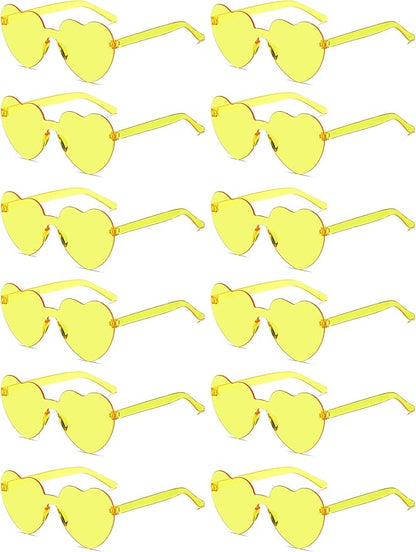 12/20/24 Pairs Heart Sunglasses for Women Men, Trendy Heart Shaped Rimless Transparent Sunglasses, Bachelorette Party