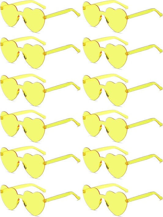 12/20/24 Pairs Heart Sunglasses for Women Men, Trendy Heart Shaped Rimless Transparent Sunglasses, Bachelorette Party