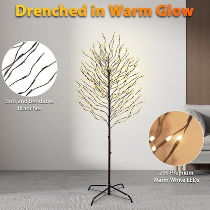 Star Light Trees, 5ft Lighted Branches with Warm White Fairy Lights, Indoor Outdoor Christmas & Wedding Decor (Brown Branch Star Trees)