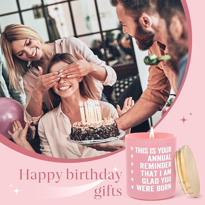 Happy Birthday Candle - Birthday Gifts for Women, Funny Birthday Gifts for Girlfriend, Best Friend, Sister, Daughter, BFF, Handmade Lavender Scented Candle 10oz