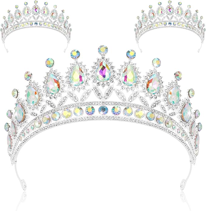 3 Pack Crystal Tiara and Princess Crown,Bridal Wedding Queen Headbands Prom Pageant Birthday Party Hair Accessories