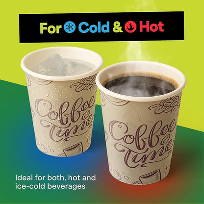 EconoHome 8 oz 500 Pack Disposable Coffee Paper Cups - Paper Cups for Hot and Cold Drinks, Tea, Water, and Juice