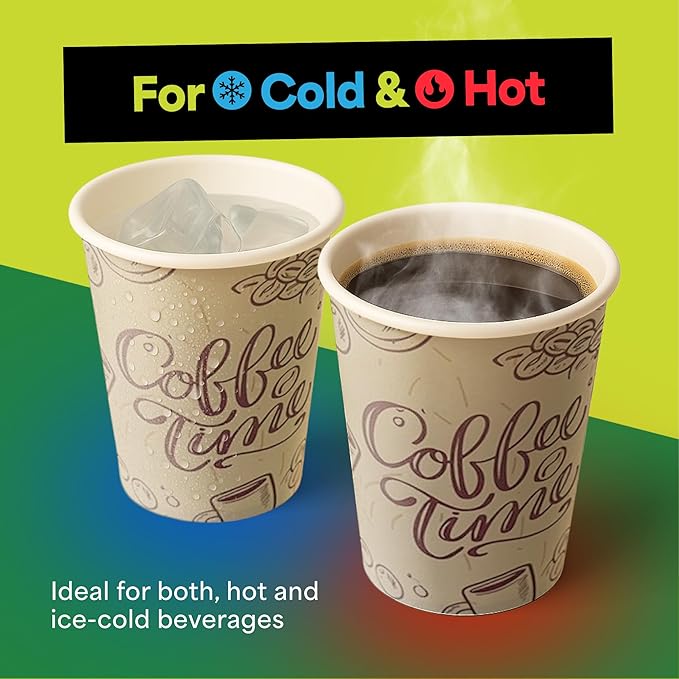 EconoHome 8 oz 1000 Pack Disposable Coffee Paper Cups - Paper Cups for Hot and Cold Drinks, Tea, Water, and Juice