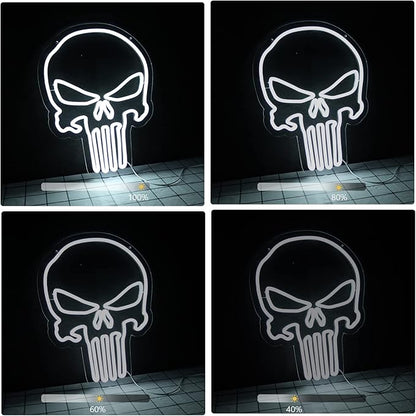 JFLLamp Skull Punisher Neon Signs for Wall Decor Punisher Logo Neon Lights for Bedroom Led Signs Suitable for Man Cave Living Room Bar Cafe Unique Gift for Lover, 5V USB Power 16.5 * 13 Inch(White)