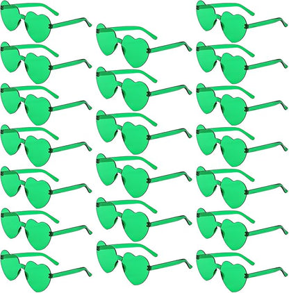20 Pairs Heart Shaped Sunglasses Bulk, Colorful Rimless Fun Heart Sunglasses for Women Party Favors