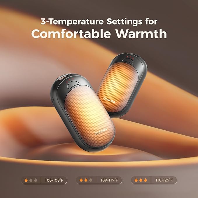 OCOOPA Magnetic Hand Warmers Rechargeable 2 Pack, UL Safety Heat 100-126°F, 3-Settings, Pocket-Sized, Max. 8 Hrs Long Lasting,Great for Raynauds, Golf, Hunting, Camping, Gifts for Men Women, UT3 Lite