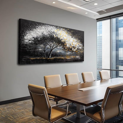 NBAODAN Plants Canvas Wall Art Grey Pictures Wall Decor for Dining Room Large Tree Art Botanical Wall Decorations for Living Room 29"x 58" Neutral Prints