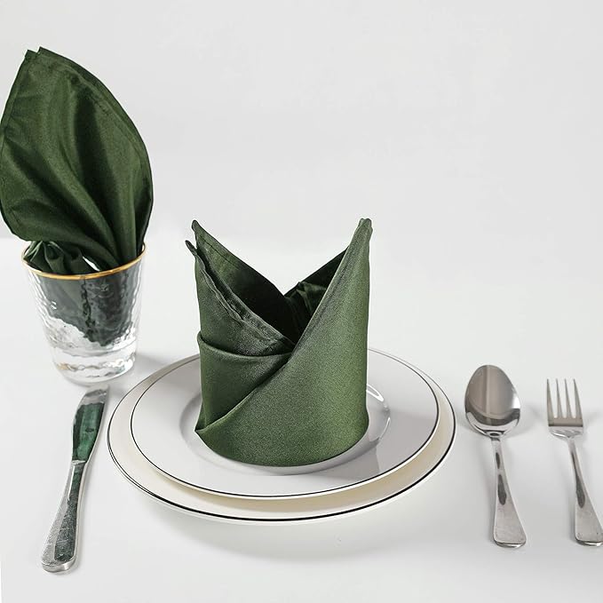 Cloth Napkins 20x20 inch Washable Polyester Dinner Napkins Soft Table Napkins for Wedding Party Dining Banquet(Willow,100PCS)