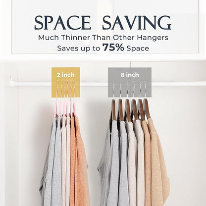 HOUSE DAY Lt Pink Velvet Hangers 240 Pack, Premium Non-Slip Clothes Felt Hangers, Sturdy Black Heavy Duty Coat Hanger, Durable Space Saving Suit Hanger, No Marks 360° Rose Gold Rotating Hook