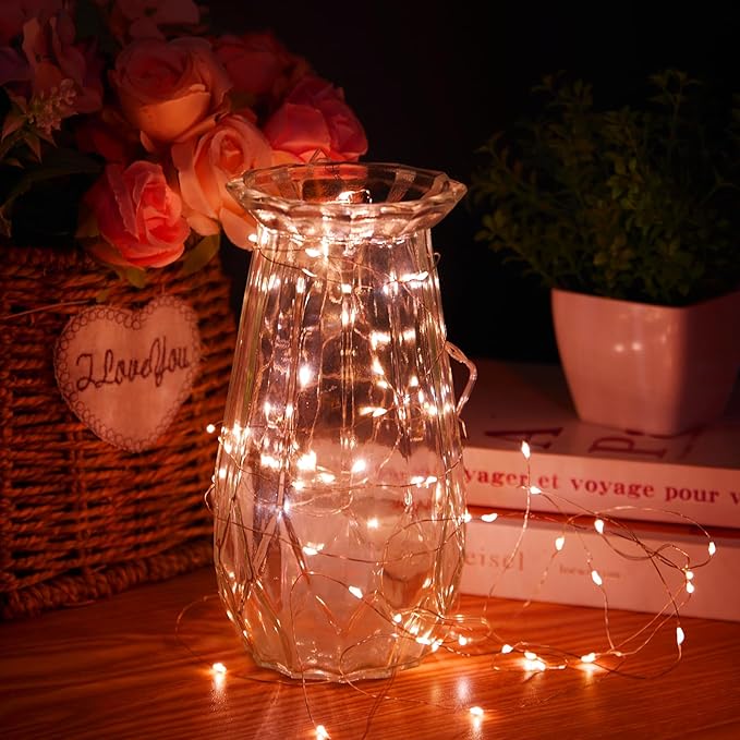12 Pack Fairy Lights Battery Operated String Lights，7FT 20LED Waterproof Silver Wire Christmas Light Outdoor,Firefly Mini Light for Bedroom Party Birthday Wedding Indoor Decorations Home Decor