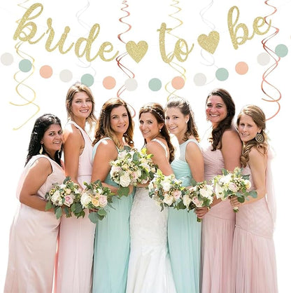 Sage-Green Pink Bridal-Shower Bachelorette Party-Decorations - 22pcs Bride To Be Banner, Beige Paper Lanterns Streamers, Tissue Pom Poms Flowers Fans Favors Wedding Decor Supplies Hugmoon