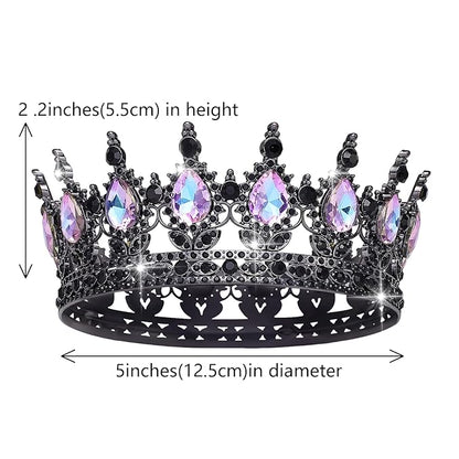 Queen Crown Rhinestone Wedding Crowns and Tiaras for Women Costume Party Hair Accessories Princess Birthday Crown Crystal Bridal Crown (Black Moonlight Purple)