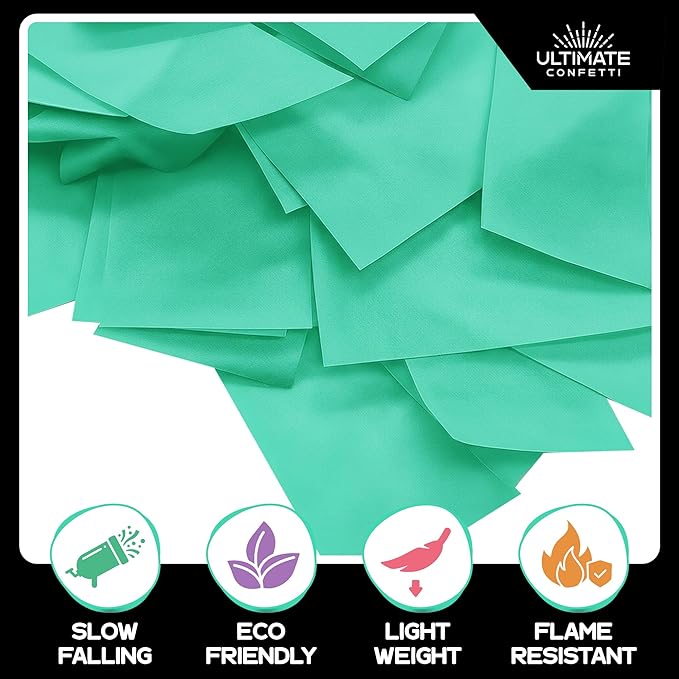 Ultimate Confetti, Mint Green Biodegradable Confetti - Rectangular Flame-Resistant and Slow-Falling Tissue Paper Confetti for Cannon and Launcher use – Best for Celebrations - 1 lb, 16 oz