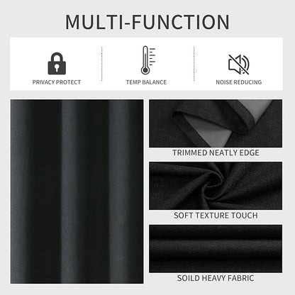 Joydeco Custom Black Textured Total Blackout Curtain for Bedroom and Living Room. Grommet Textured Thermal Insulated Room Darkening Curtain 1 Panel (Custom Size and Color)