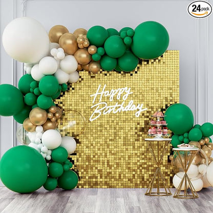 Shimmer Wall Backdrop Gold Square Sequin Wall Panel Backdrop Decor for Wedding, Anniversary, Birthday, Party, 24 Panels