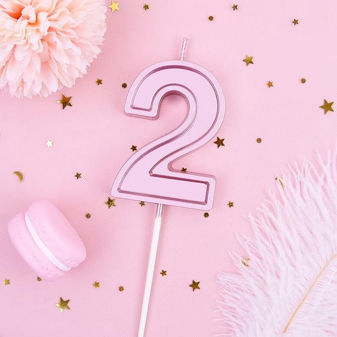 PHD CAKE 2.76 Inch Luxe Rose Gold 2 Number Birthday Candles, Rose Gold Number Candles, Cake Number Candles, Party Celebration