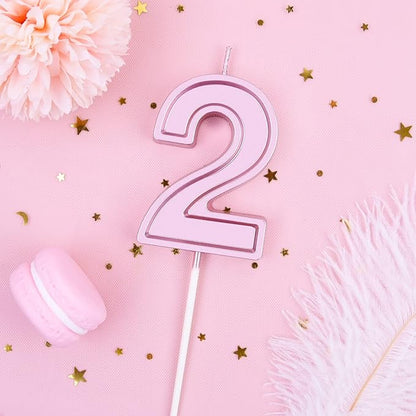 PHD CAKE 2.76 Inch Luxe Rose Gold 2 Number Birthday Candles, Rose Gold Number Candles, Cake Number Candles, Party Celebration