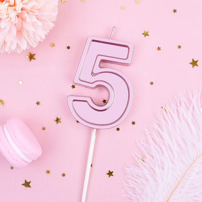 PHD CAKE 2.76 Inch Luxe Rose Gold 5 Number Birthday Candles, Rose Gold Number Candles, Cake Number Candles, Party Celebration