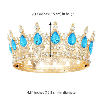 Blue Crown for Women Crystal Tiara and Queen Crown for Girl Wedding Headband for Bride Hair Accessories for Costume Birthday Party Cake Decoration Prom