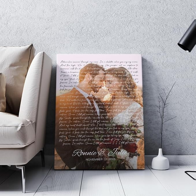 GABITA Personalized Wall Art for Couples, Anniversary Canvas for Couple Parent Grandparent, Our First Dance Canvas Poster, Vinyl Record Wedding Song Lyrics for Anniversary Keepsake 4