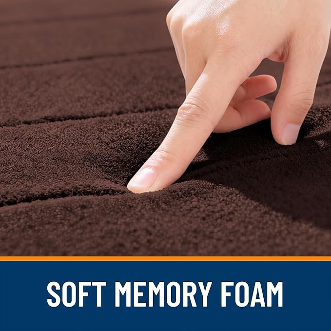 OLANLY Memory Foam Bath Mat 24x16, Super Soft Absorbent Bathroom Rugs, Quick Dry, Machine Washable Shower Floor Rugs, Bathmat Carpet, Bathroom Home Decor Accessories, Brown
