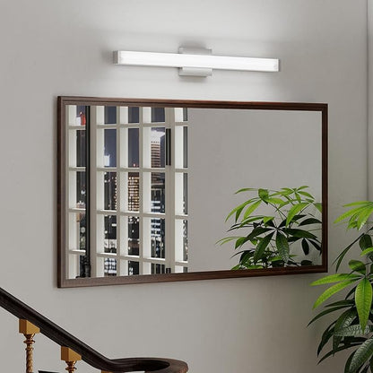 Modern LED Bathroom Vanity Light 32.7 Inch Square with Brushed Nickel Finish Dimmable 18W 6000K Cool White Wall Bar Fixture Over Mirror