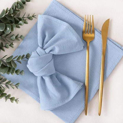 Socomi Cloth Napkins Blue Fall Thanksgiving Washable Reusable Bulk Linen Cotton Napkins Set of 6 17"x17" for Wedding Party Bridal Baby Shower Birthday Dining Table Decorations