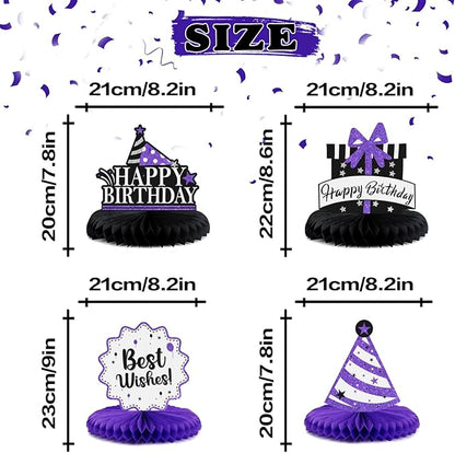 Happy 35th Birthday Decorations,35th Bday Purple Glitter Shiny Stand Honeycomb Table Centerpieces - Cheers to 35 Years Old Birthday Party Photoprop Gift Sign.