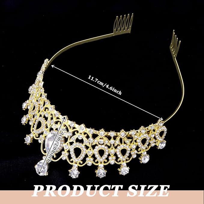 CIEHER 18 PCS Gold Crowns for Women, Crystal Queen Crown Princess Tiaras for Prom Birthday Party Halloween Costume