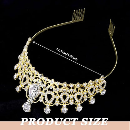 CIEHER 18 PCS Gold Crowns for Women, Crystal Queen Crown Princess Tiaras for Prom Birthday Party Halloween Costume