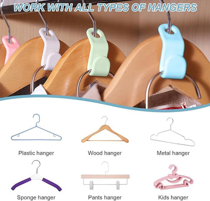 50 PCS Space Saving Hanger - Clothes Connector Hooks, Stacking Space Saver, Plastic Closet Organizers and Storage Extender for Heavy Duty Cascading Connection