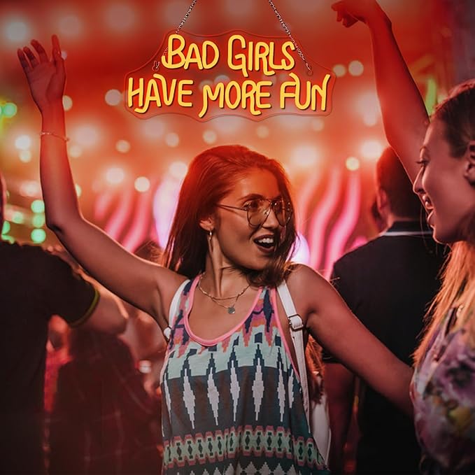 NOSUN Bad Girls Have More Fun Neon Sign Red Happy Halloween Neon Sign LED Wall Decor Hanging Light for Bedroom Living Room Bar Office USB Powered Spooky Scary Youth Holiday Party Gift