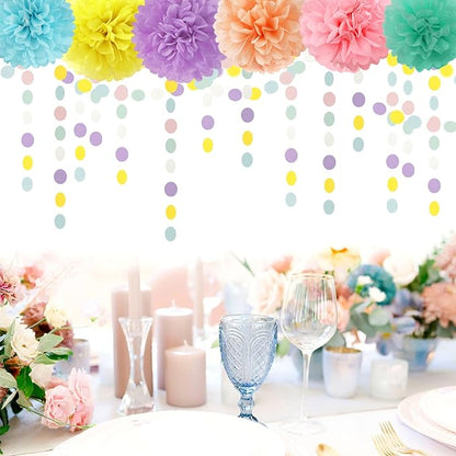 Pastel-Rainbow Party-Decorations Supplies Streamers Garland - 52Ft Baby Shower Boy Girl Birthday Wedding Hanging Paper Banner Backdrop Decor Lasting Surprise
