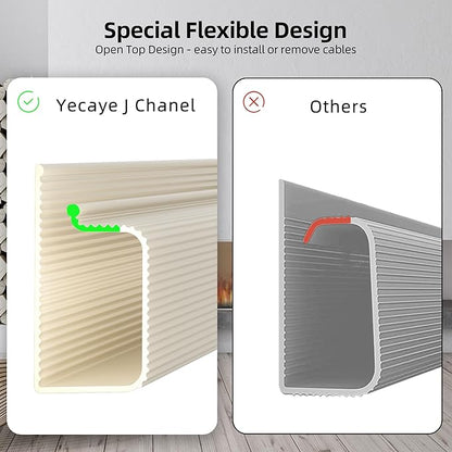 YECAYE 94.2 in Cable Management Under Desk,Easy Install Adhesive Mount Cord Hider,Cord Organizer,Wire Management,Wire Hider for Office Organization,Child & Pet Proof,Beige