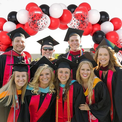 Patimate Red Black Balloons Set, 50 pcs 12 inch Black Red White Confetti Latex Balloons Kit for Graduation Birthday Wedding Baby Shower Retirement Party Decorations