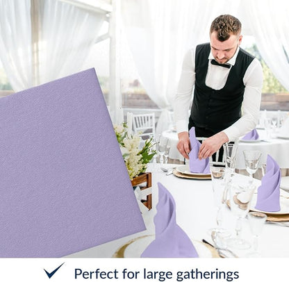 PAW - 50 Pieces Linen-Feel Paper Napkins 16" x 16", Disposable Cloth-Like Napkins Gold, Violet Dinner Napkins for Party, Wedding, Christmas